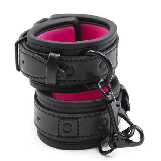 Adult BDSM Metal Handcuffs and Leather Restraints